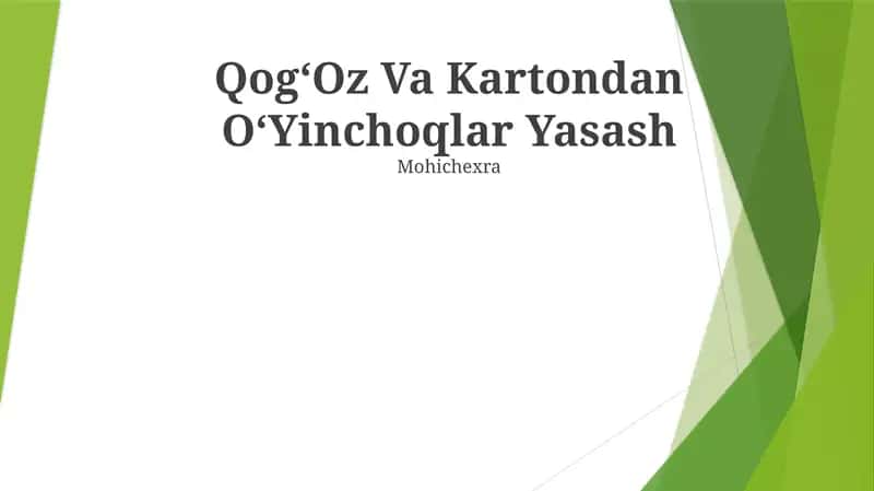 QogʻOz Va Kartondan OʻYinchoqlar 1