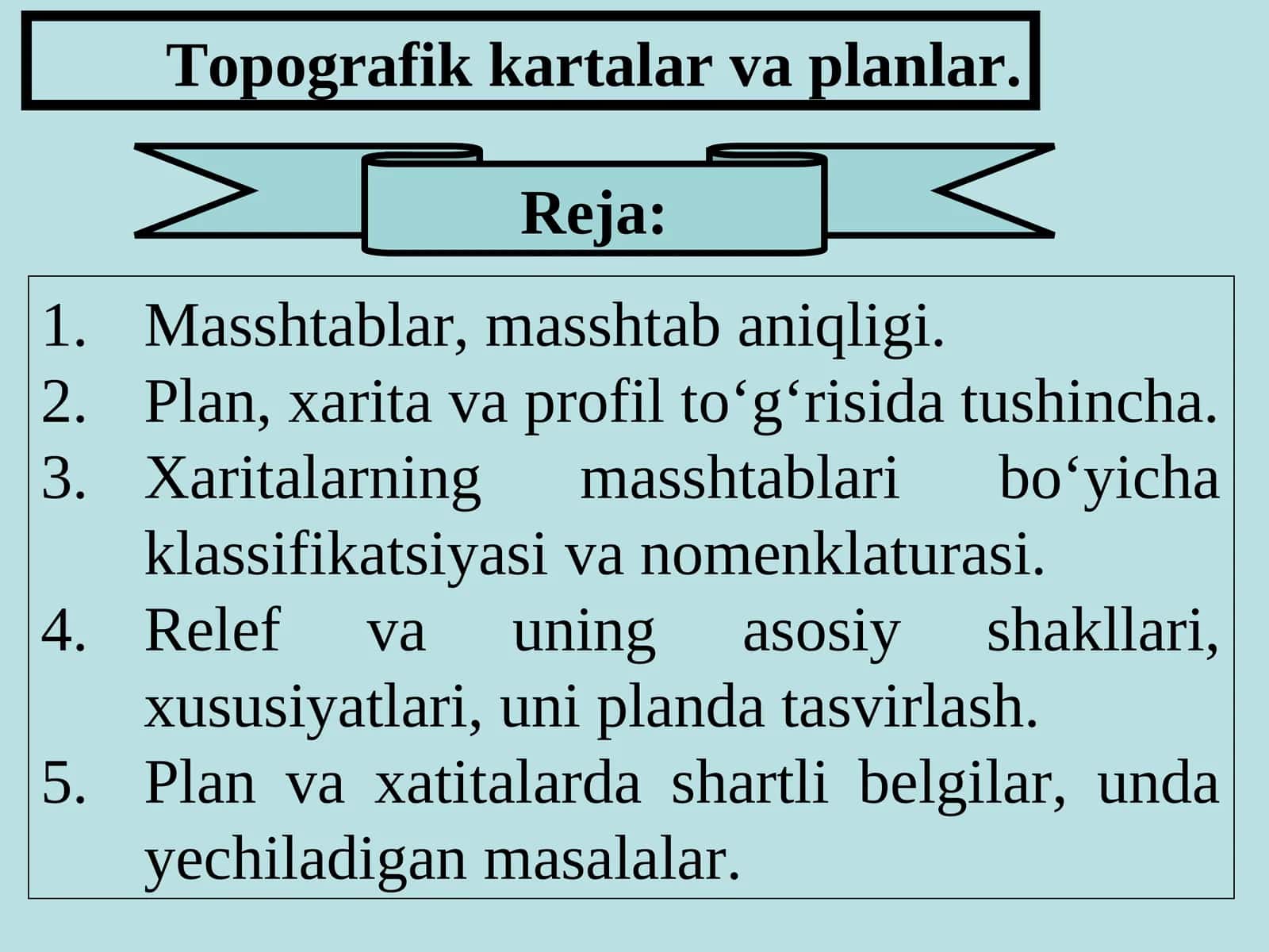 Topografik kartalar va planlar 1