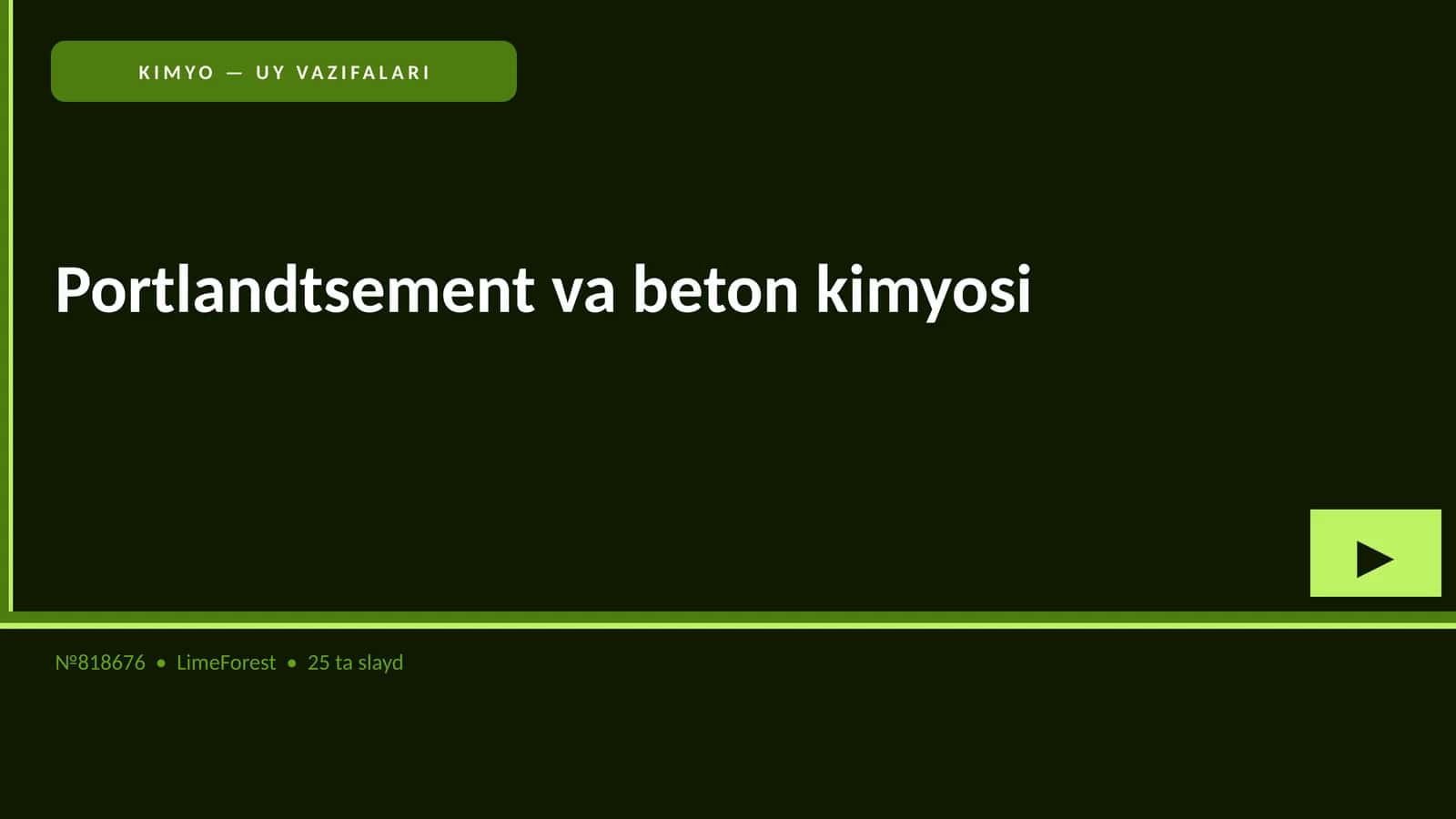 KIMYO — UY VAZIFALARI 1