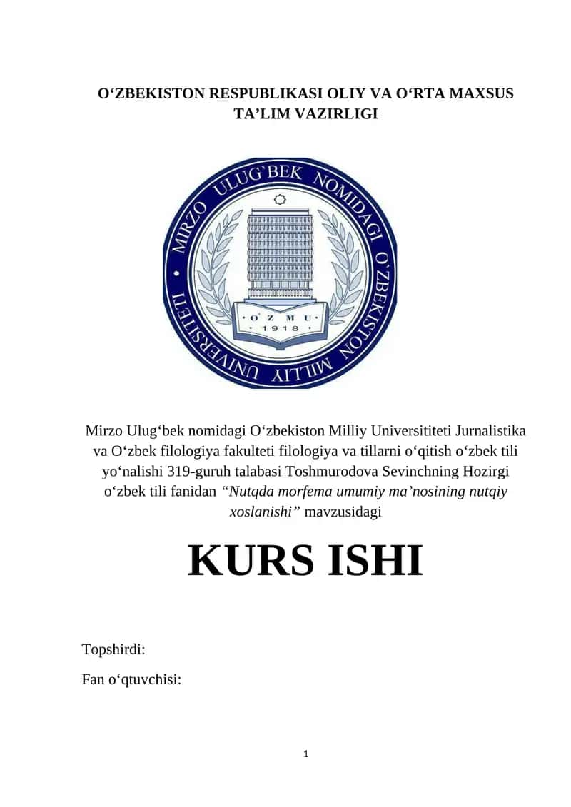 Nutqda morfema umumiy ma’nosining nutqiy xoslanishi 1