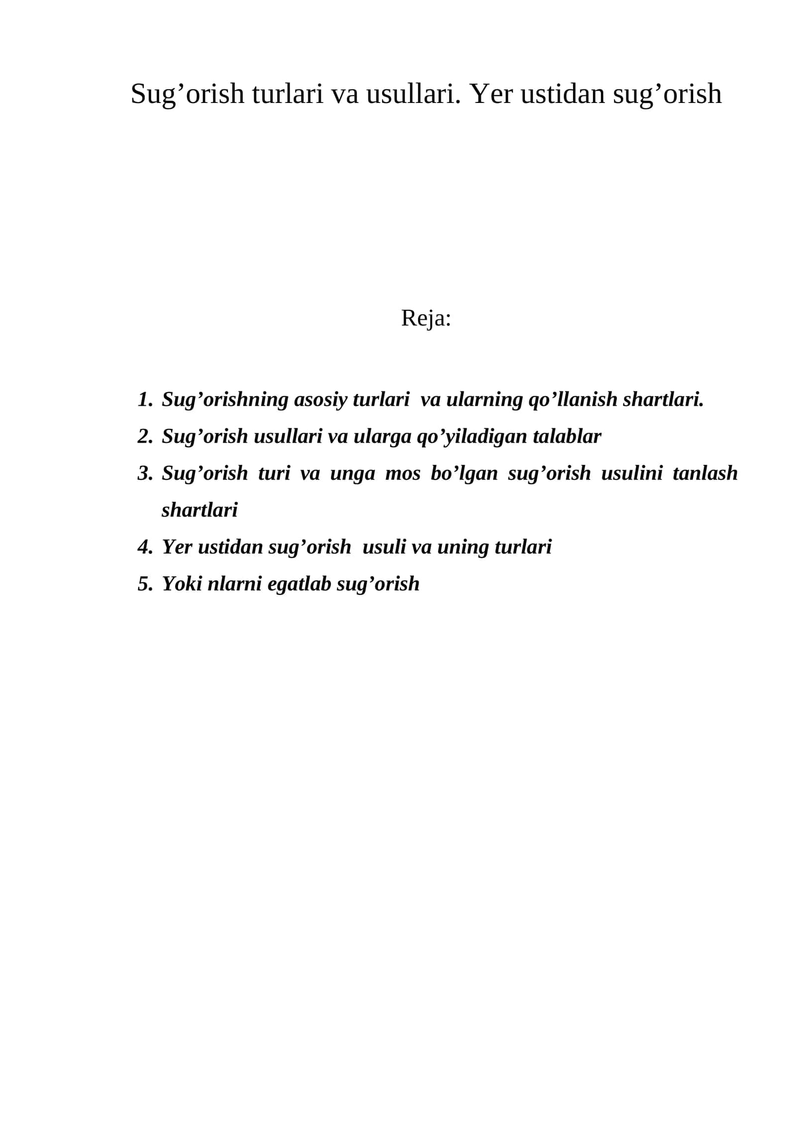 Sug’orish turlari va usullari 1