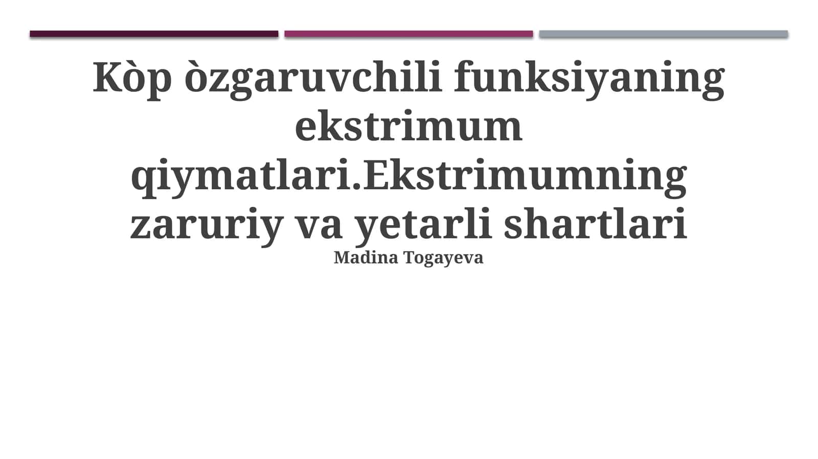 Ekstrimum qiymatlarni aniqlash 1