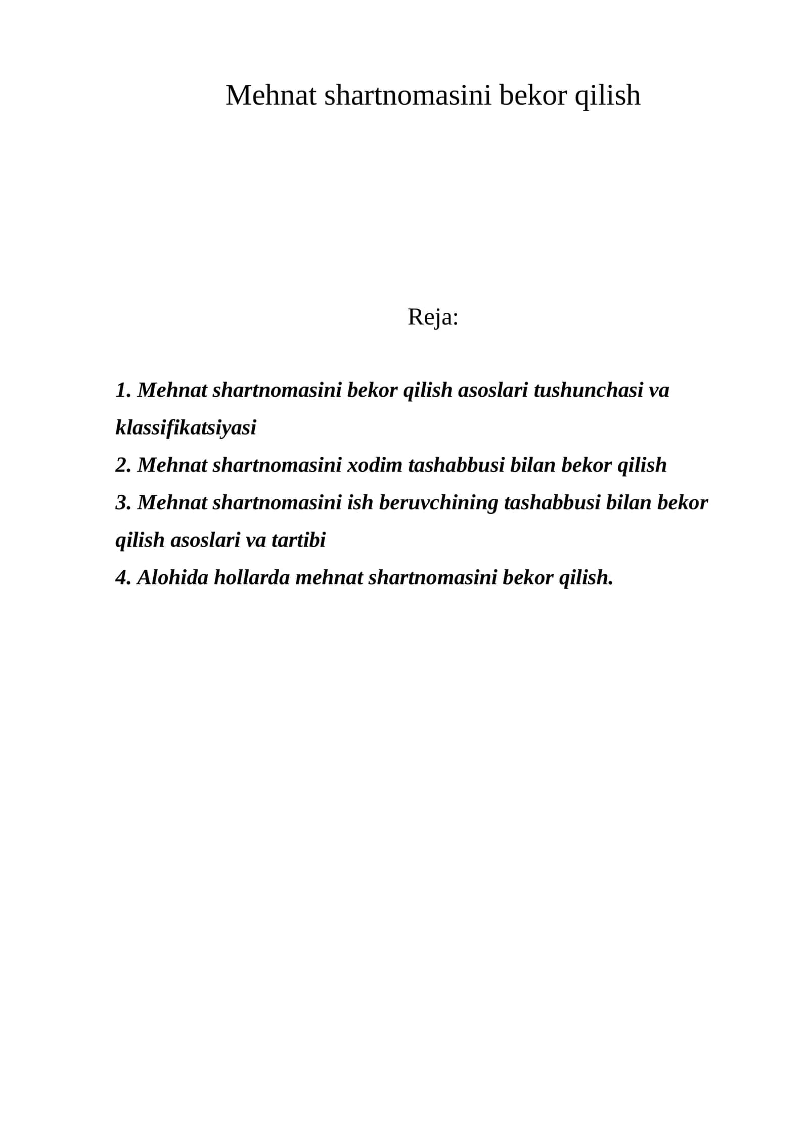 Mehnat shartnomasini bekor qilish 1