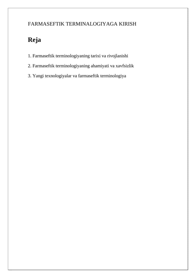 Farmaseftik Terminologiyaga Kirish 1