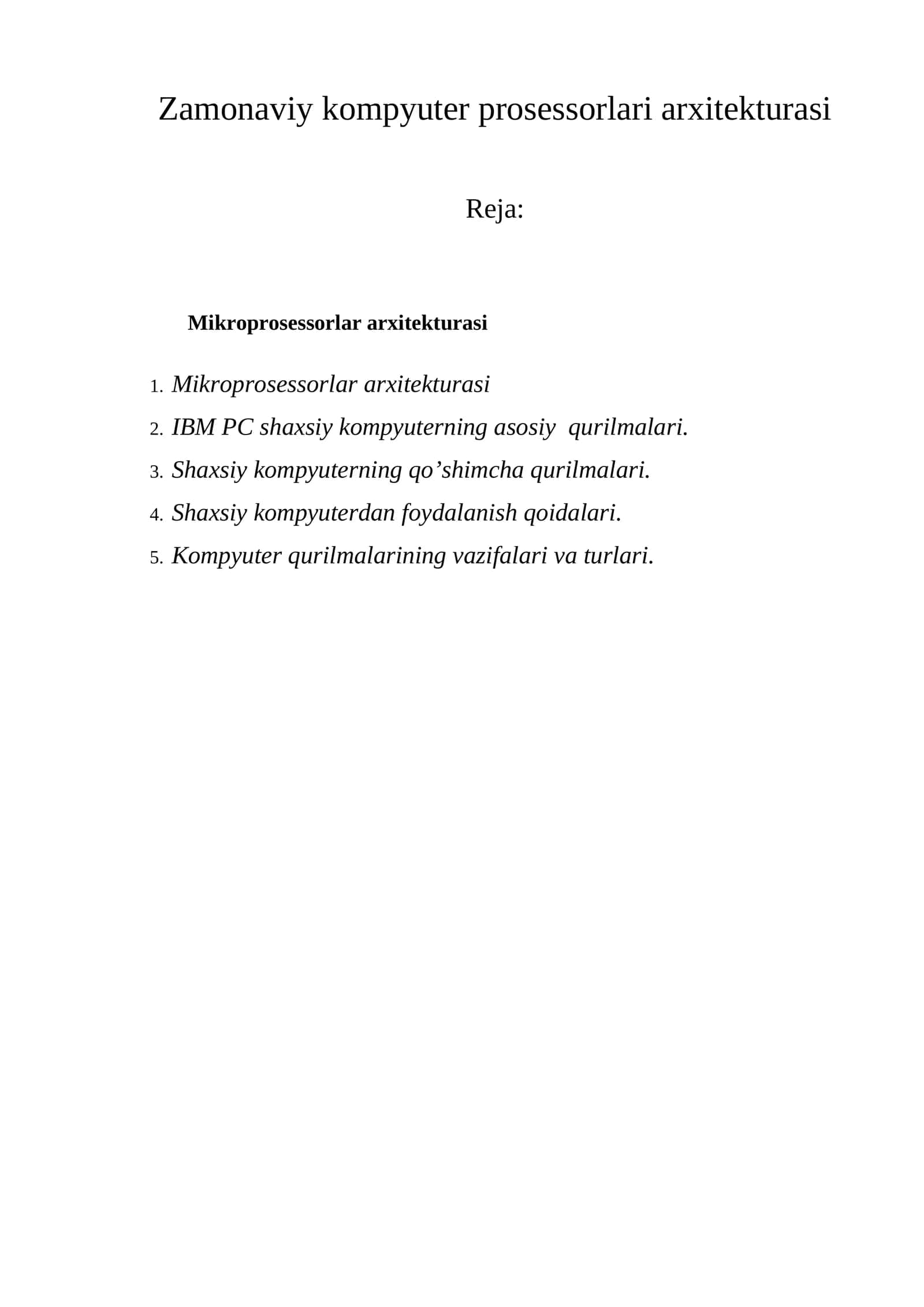 Mikroprosessorlar arxitekturasi 1