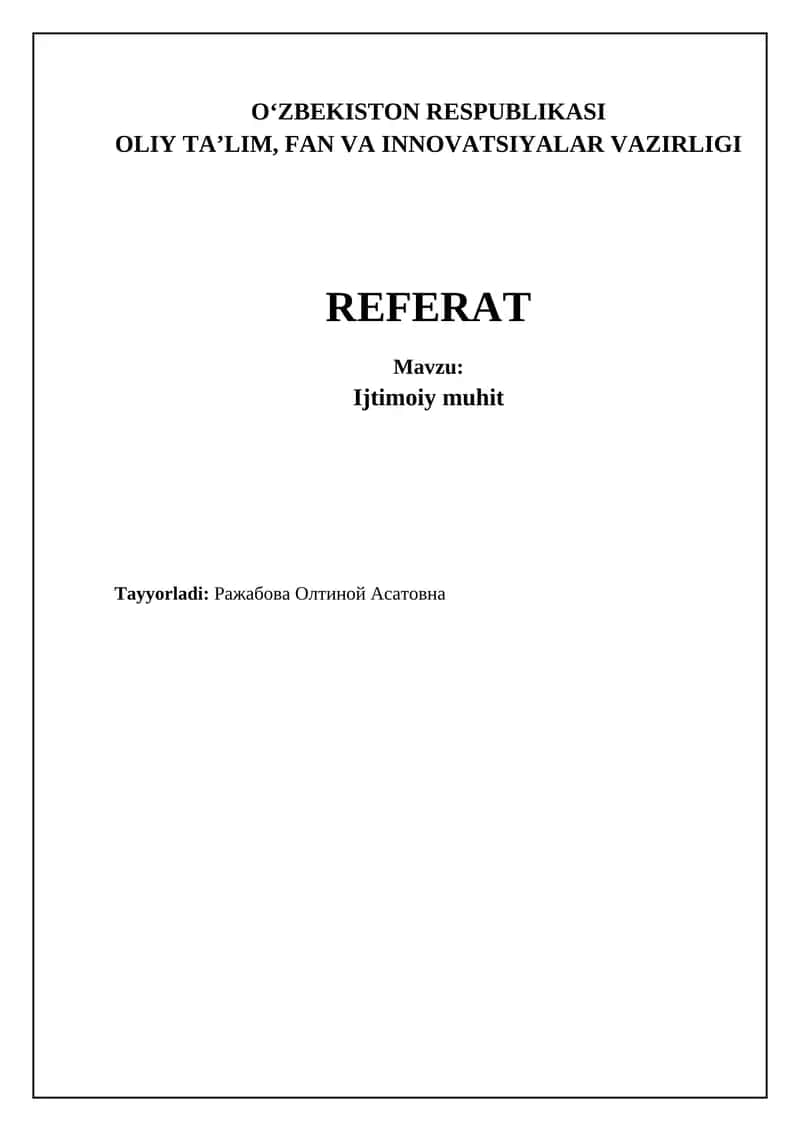 Ijtimoiy muhit 1