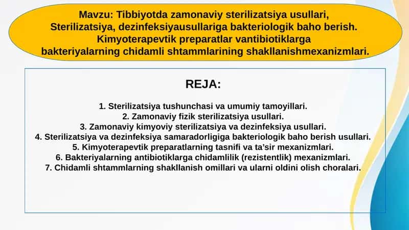 Tibbiyotda zamonaviy sterilizatsiya usullari 1