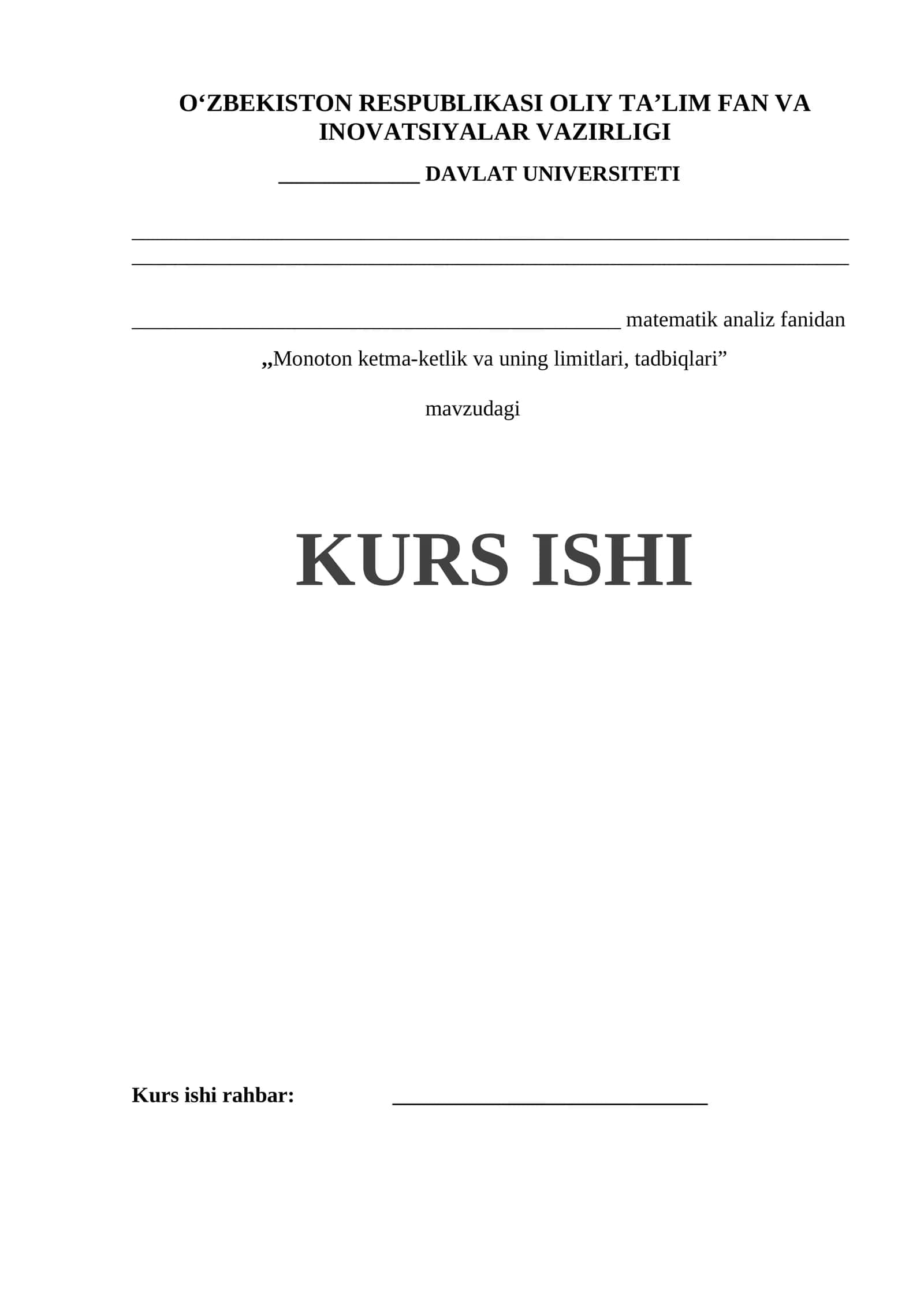 Monoton ketma-ketlik va uning limitlari, tadbiqlari 1