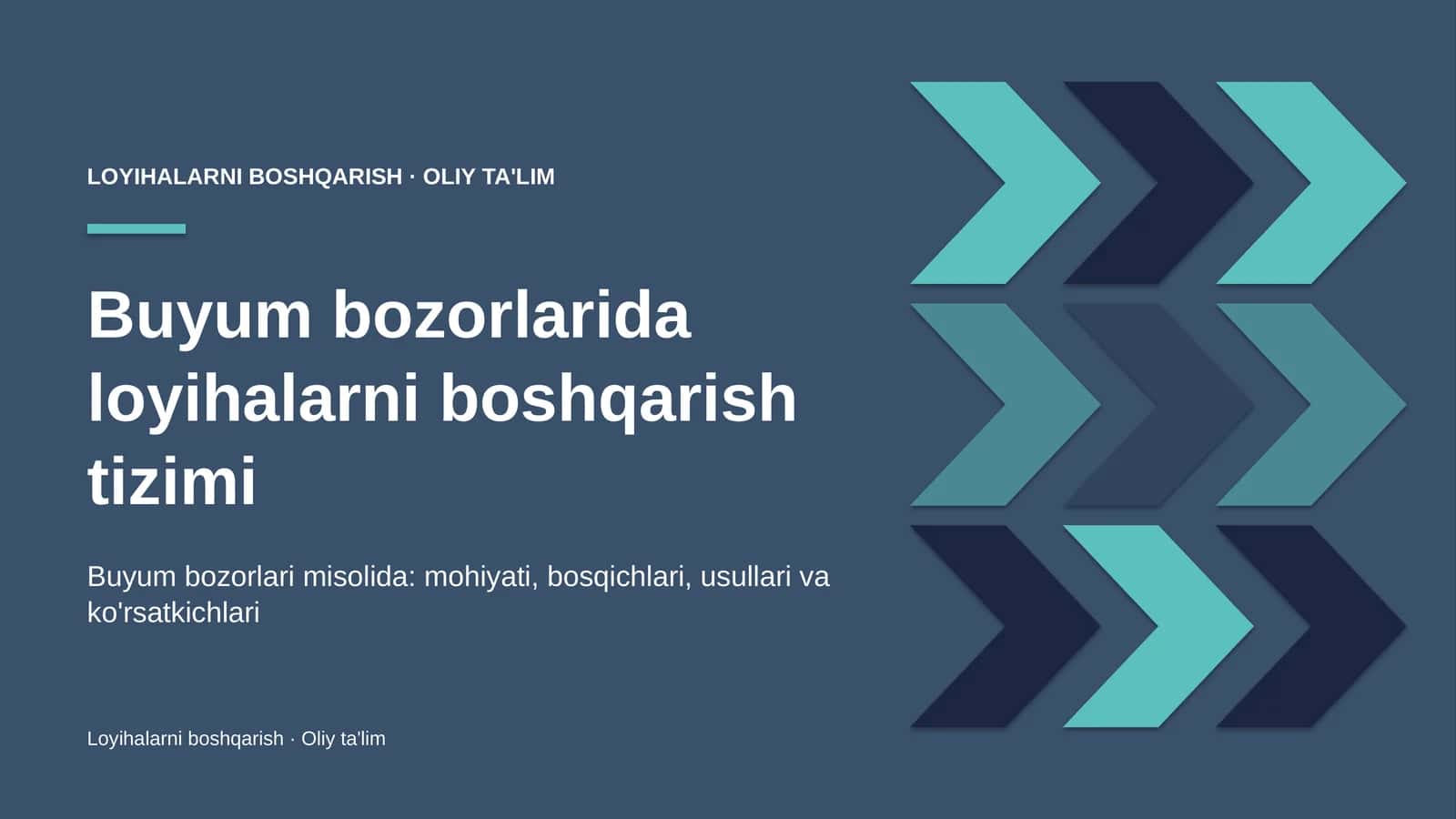 Loyihalarni boshqarish · Oliy ta'lim 1