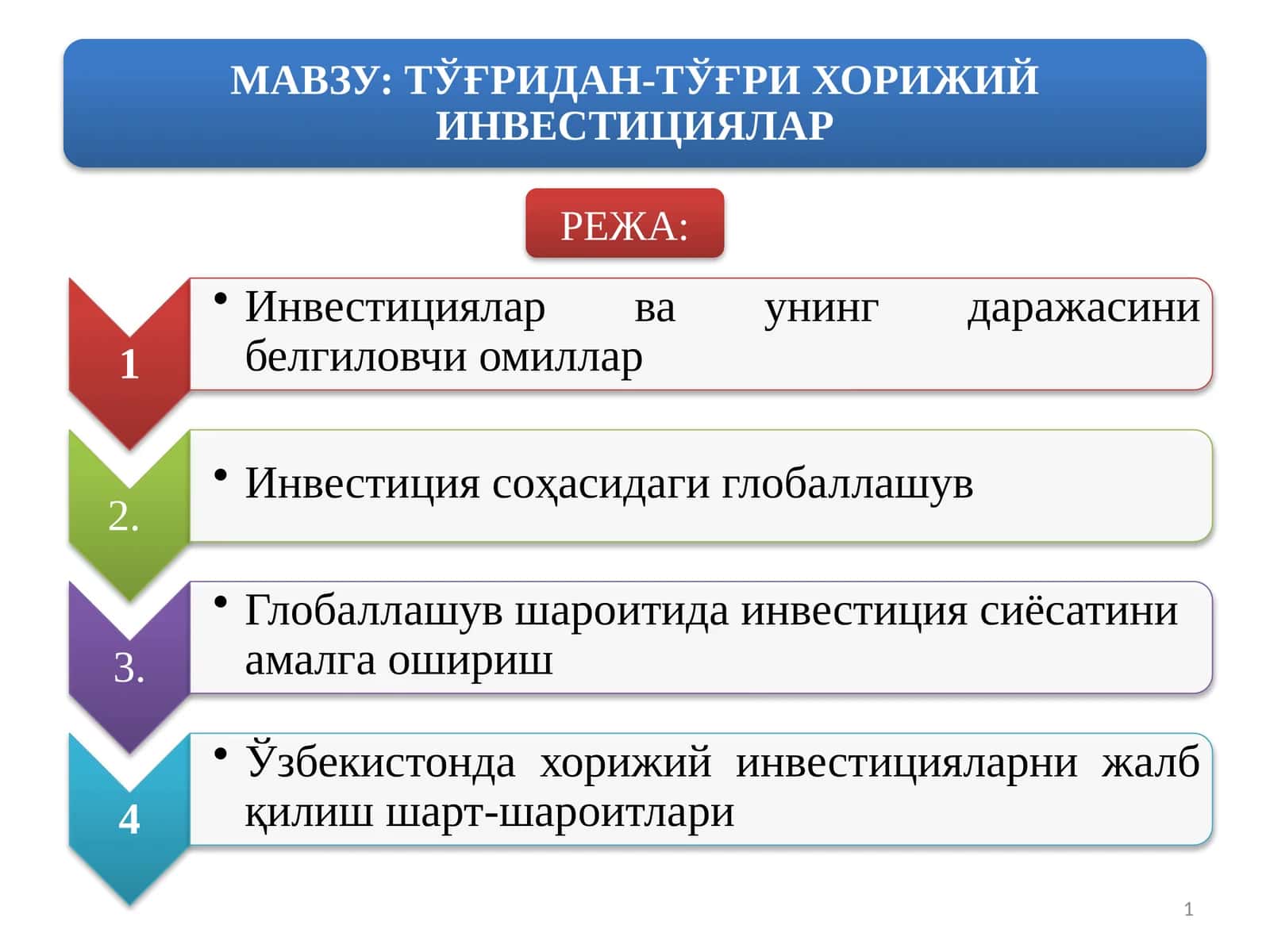 ТЎҒРИДАН-ТЎҒРИ ХОРИЖИЙ ИНВЕСТИЦИЯЛАР 1