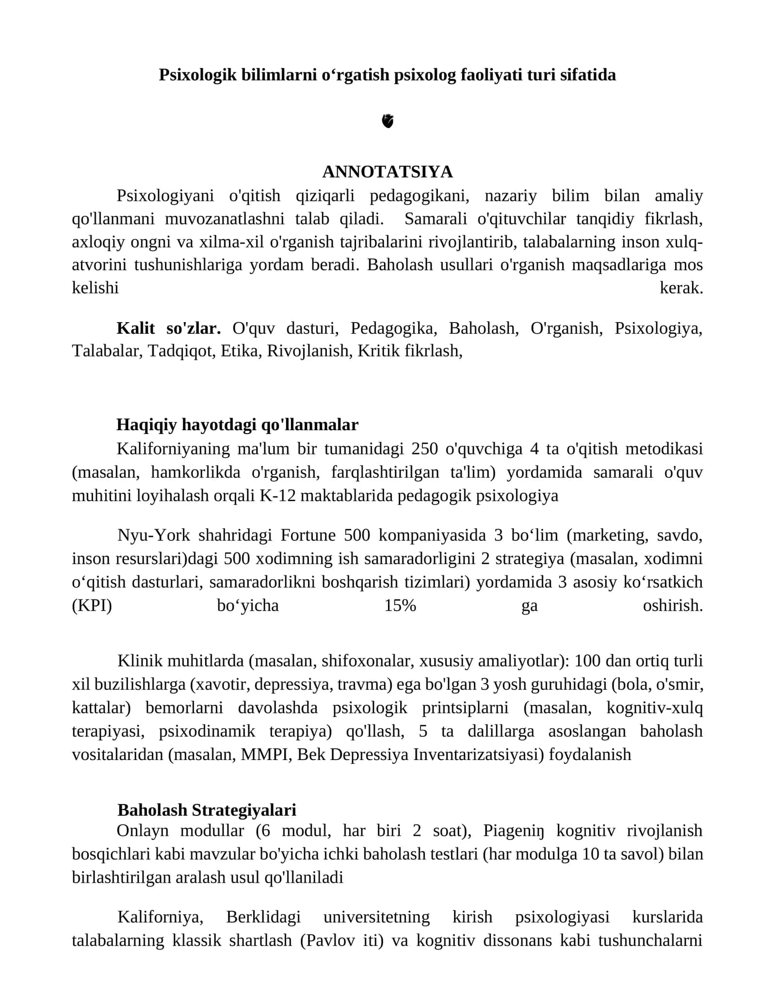 Psixologik bilimlarni o‘rgatish 1