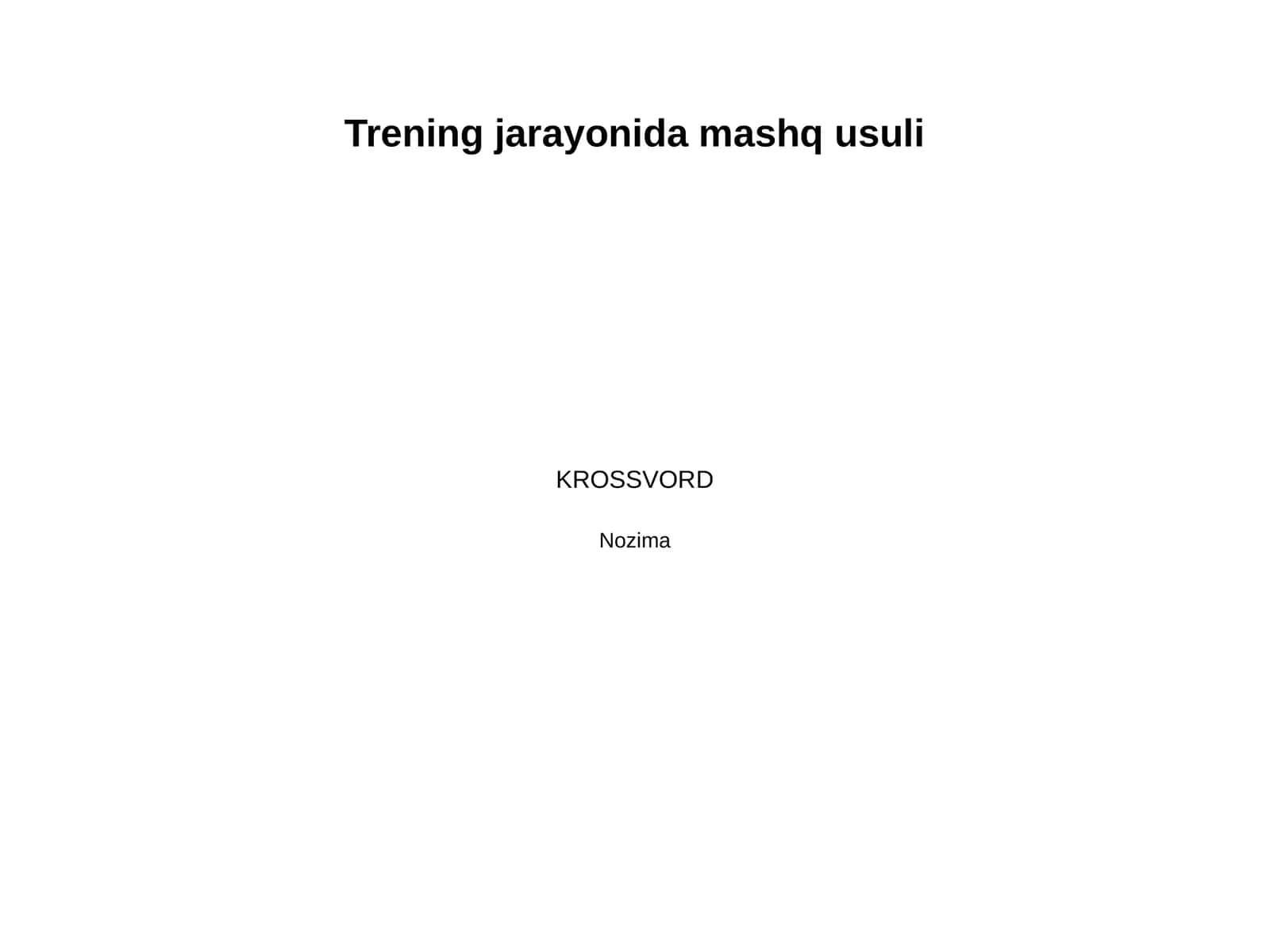 Trening jarayonida mashq usuli 1