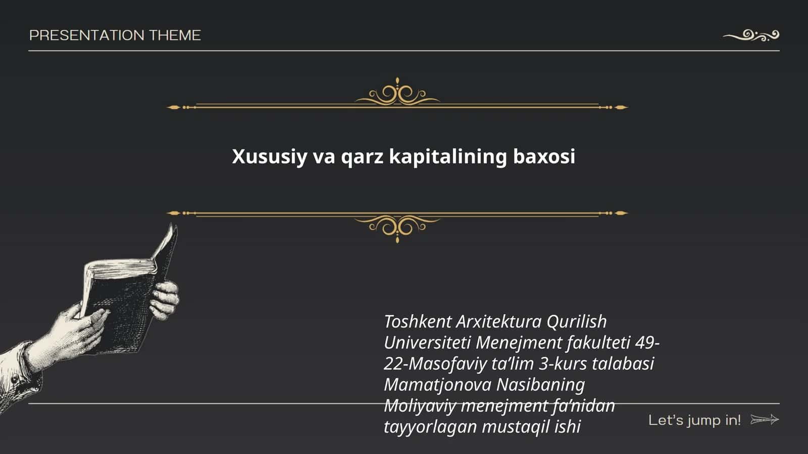 Xususiy va qarz kapitalining baxosi 1