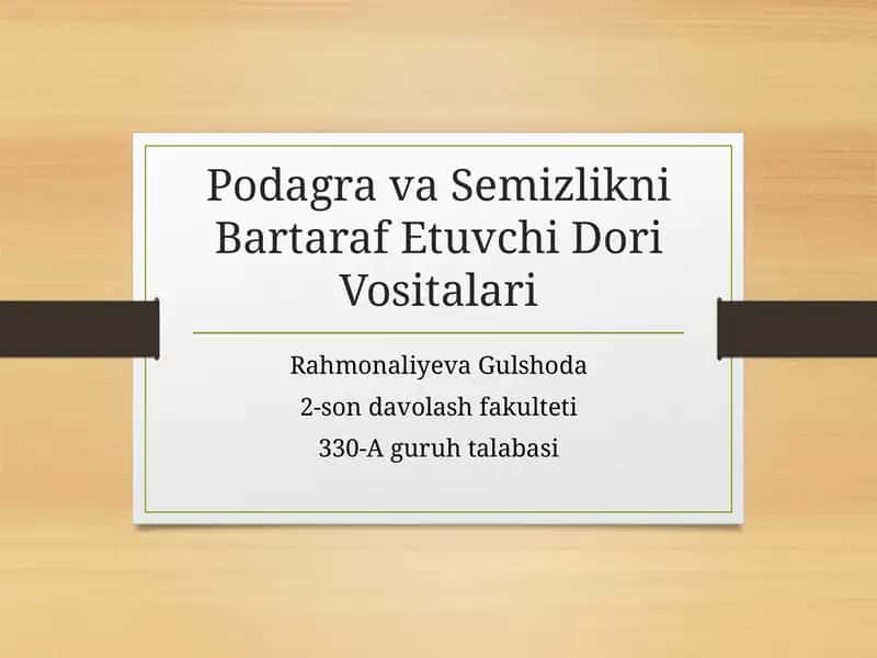 Podagrava Semizlikni Bartaraf Etuvchi Dori Vositalari 1