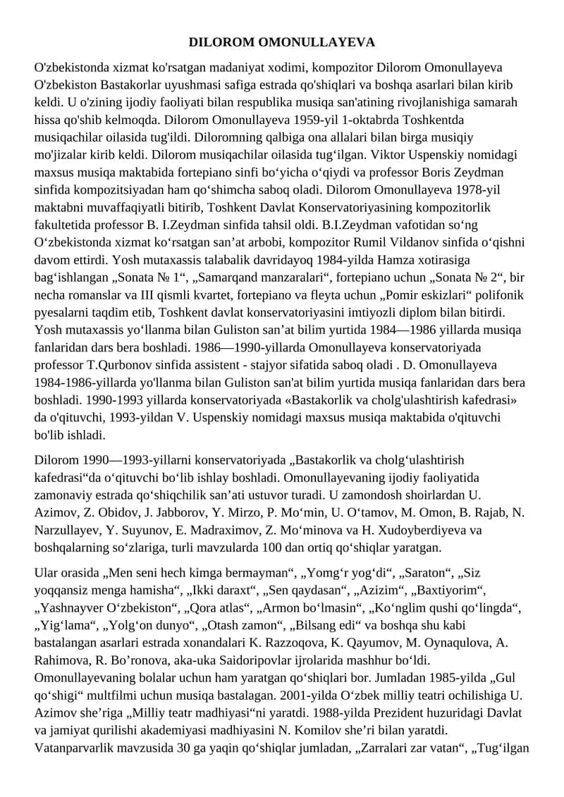 Dilorom Omonullayeva 1