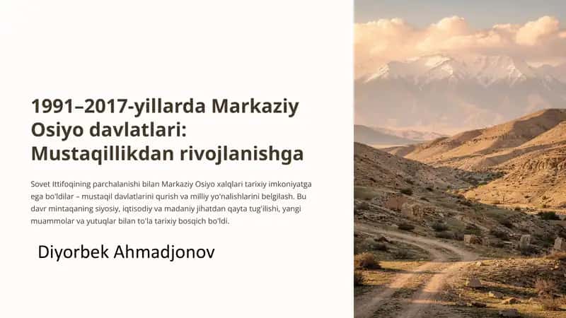 Markaziy Osiyo davlatlari: Mustaqillikdan rivojlanishga 1