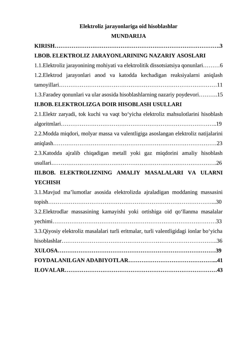 Elektroliz jarayonlariga oid hisoblashlar 1