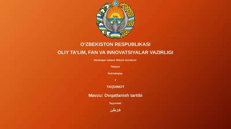 Ovqatlanish tartibi 1