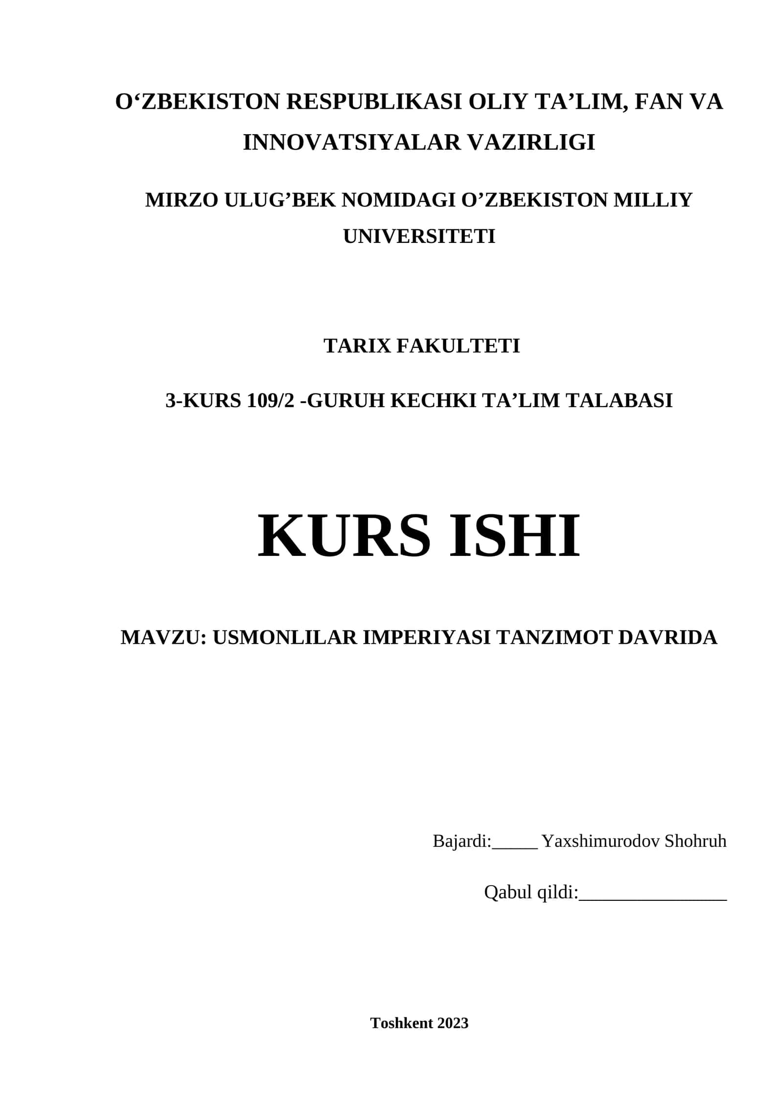 USMONLILAR IMPERIYASI TANZIMOT DAVRIDA 1