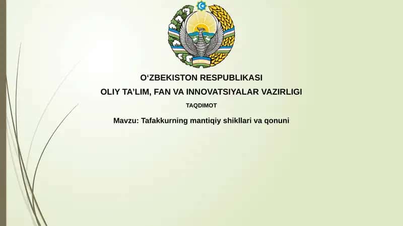 Mantiqiy shakllar va hukmlar mantiqi 1