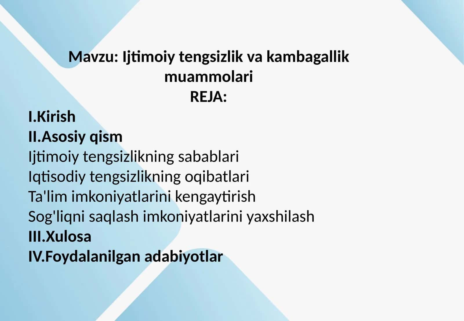 Ijtimoiy tengsizlik va kambagallik muammolari 1
