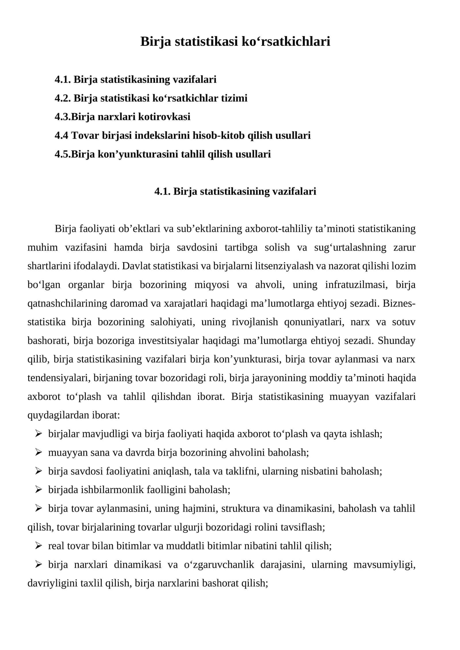 Birja statistikasi ko‘rsatkichlari 1