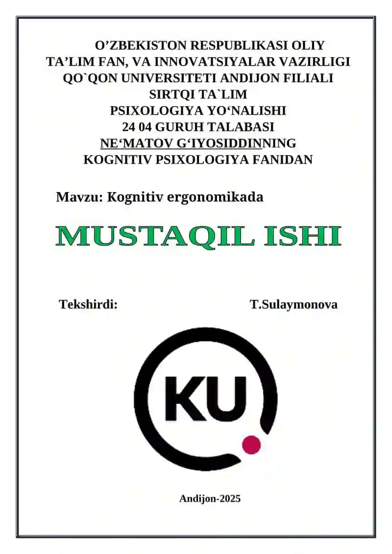 Kognitiv ergonomikada