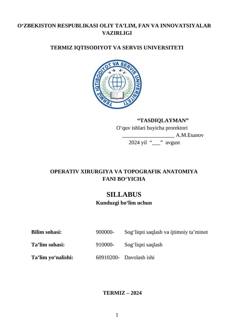 Operativ xirurgiya va topografik anatomiya 1