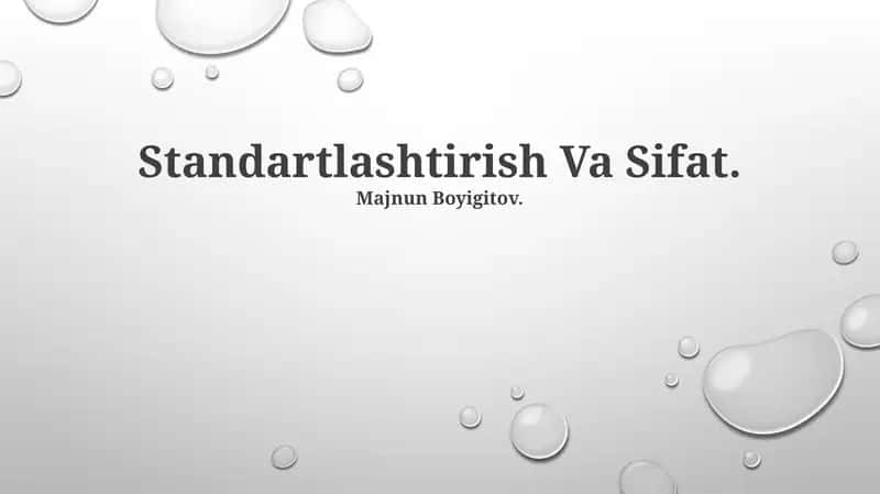 Standartlashtirish Va Sifat 1