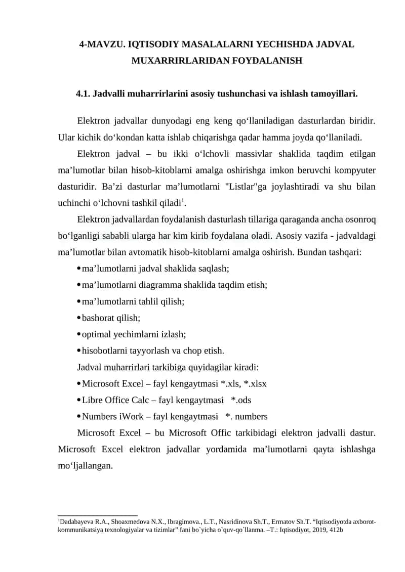 Elektron jadvallar 1