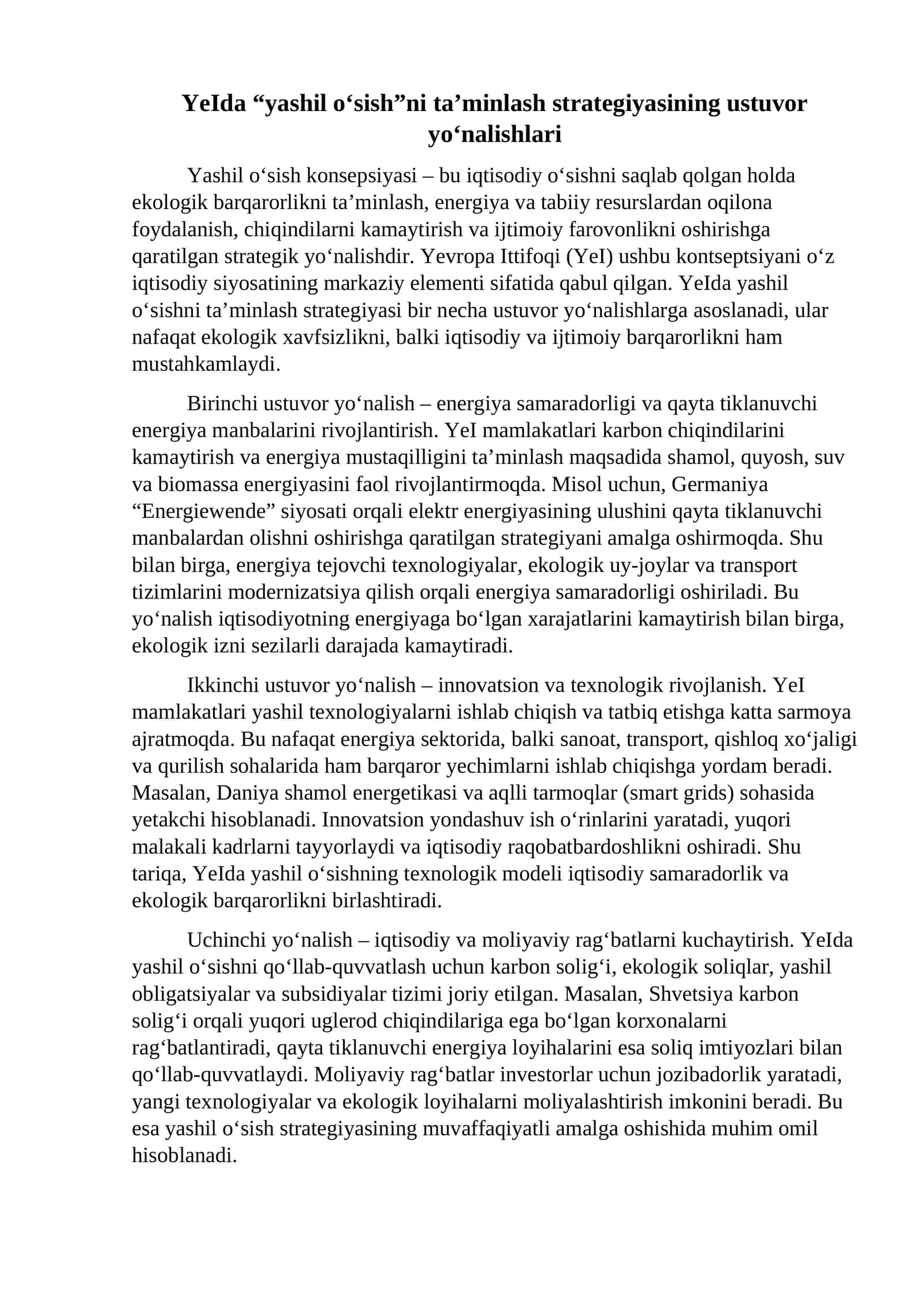 Yashil o‘sish konsepsiyasi 1