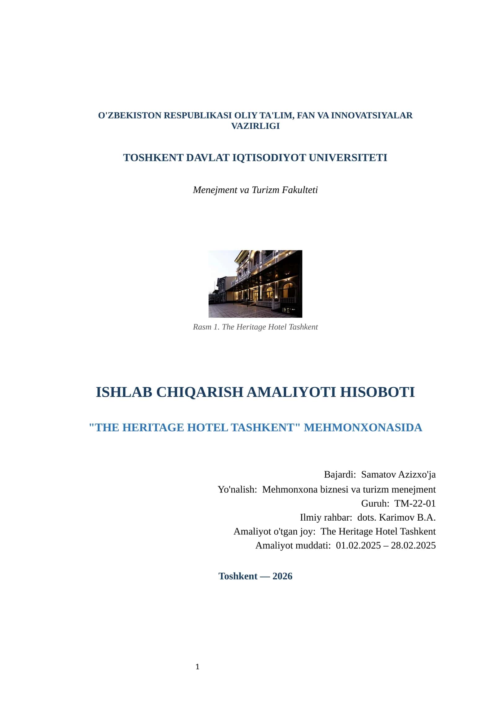 ISHLAB CHIQARISH AMALIYOTI HISOBOTI 1