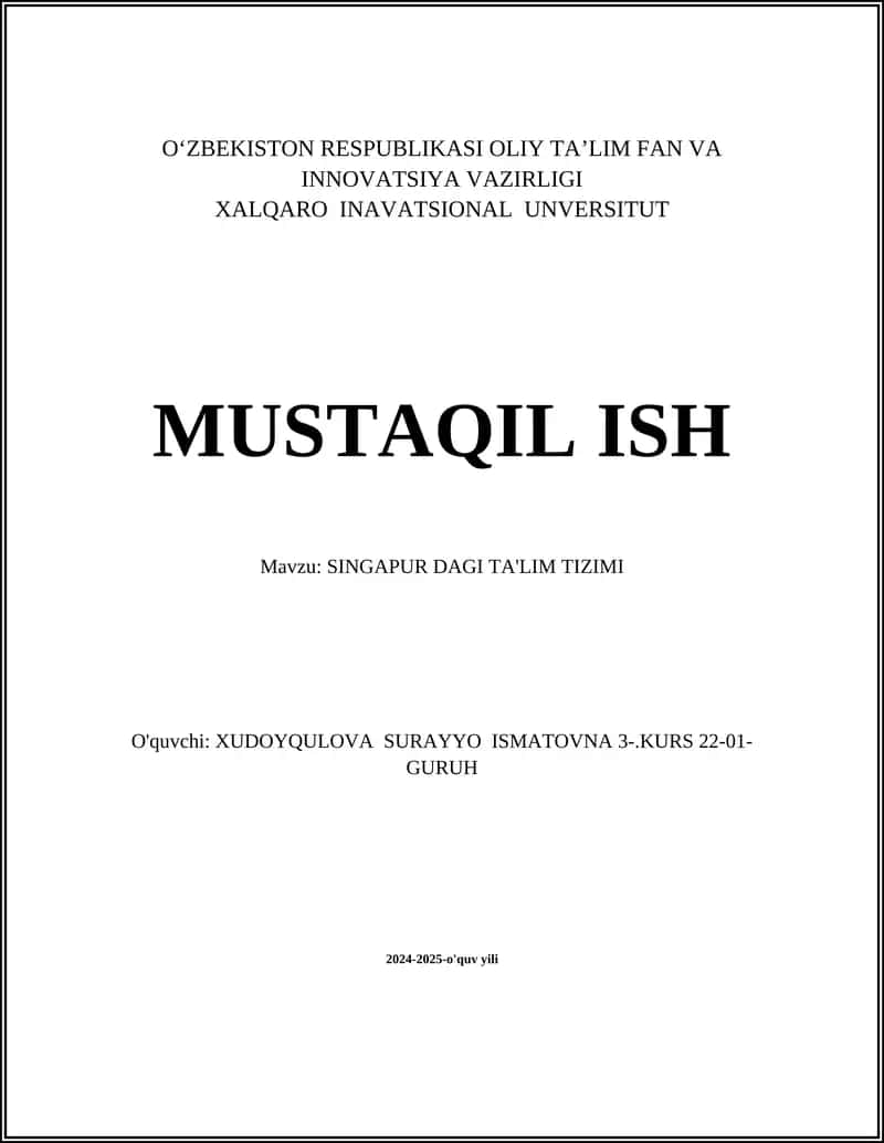 Singapur dagi ta'lim tizimi 1