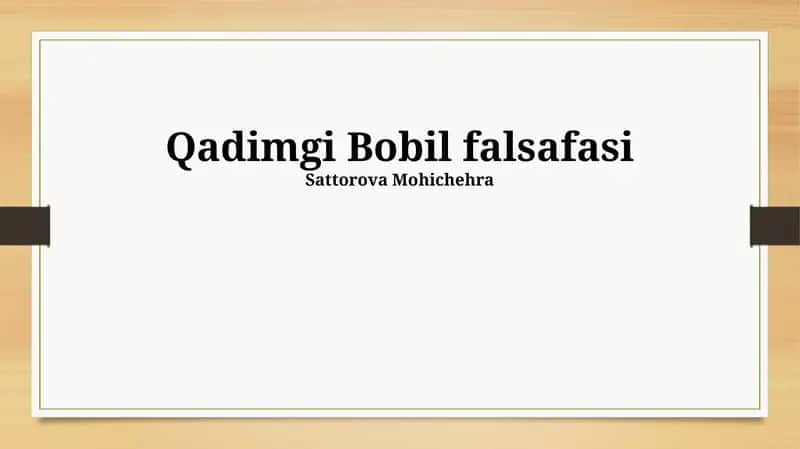 Qadimgi Bobil falsafasi 1