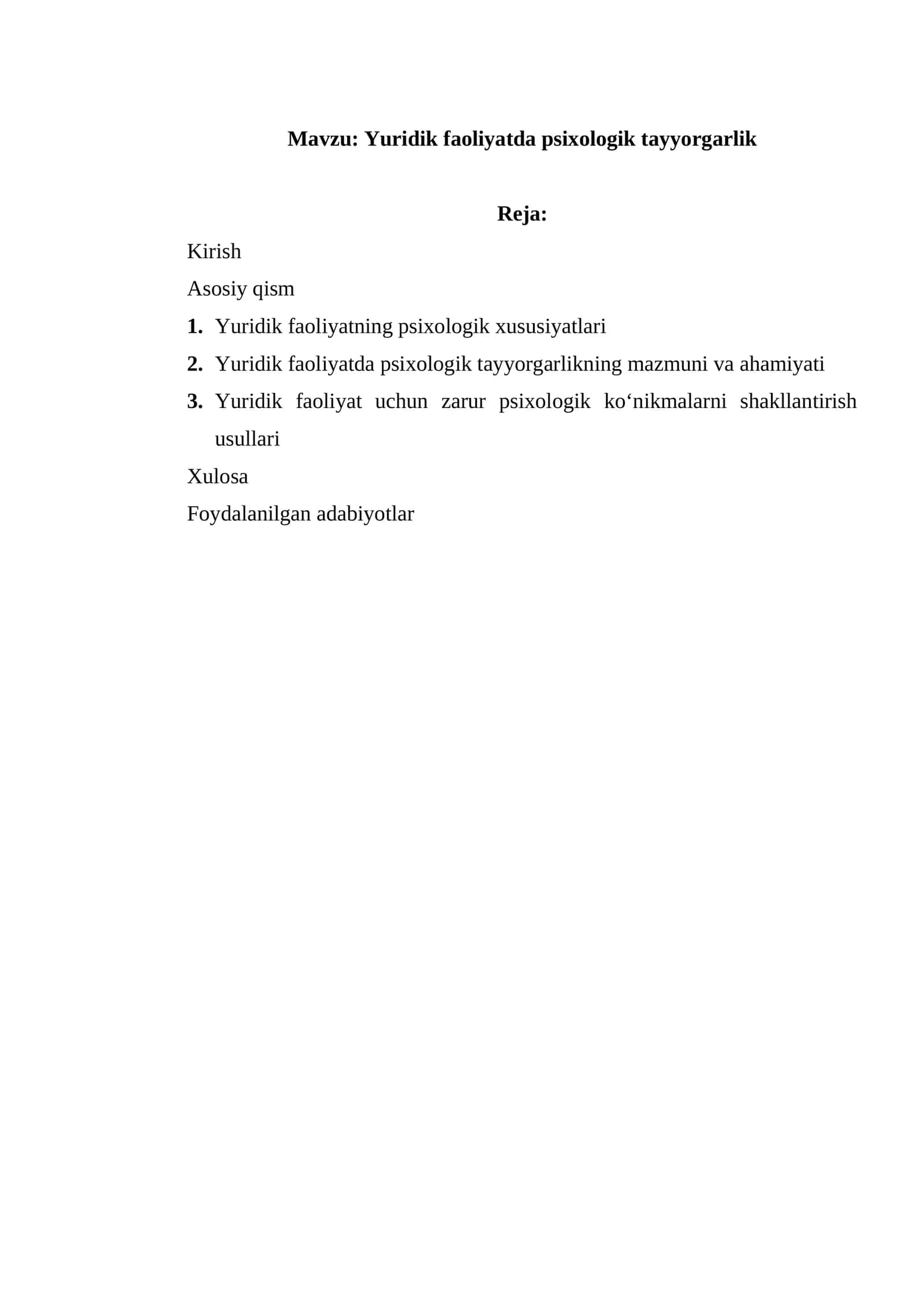 Yuridik faoliyatda psixologik tayyorgarlik 1