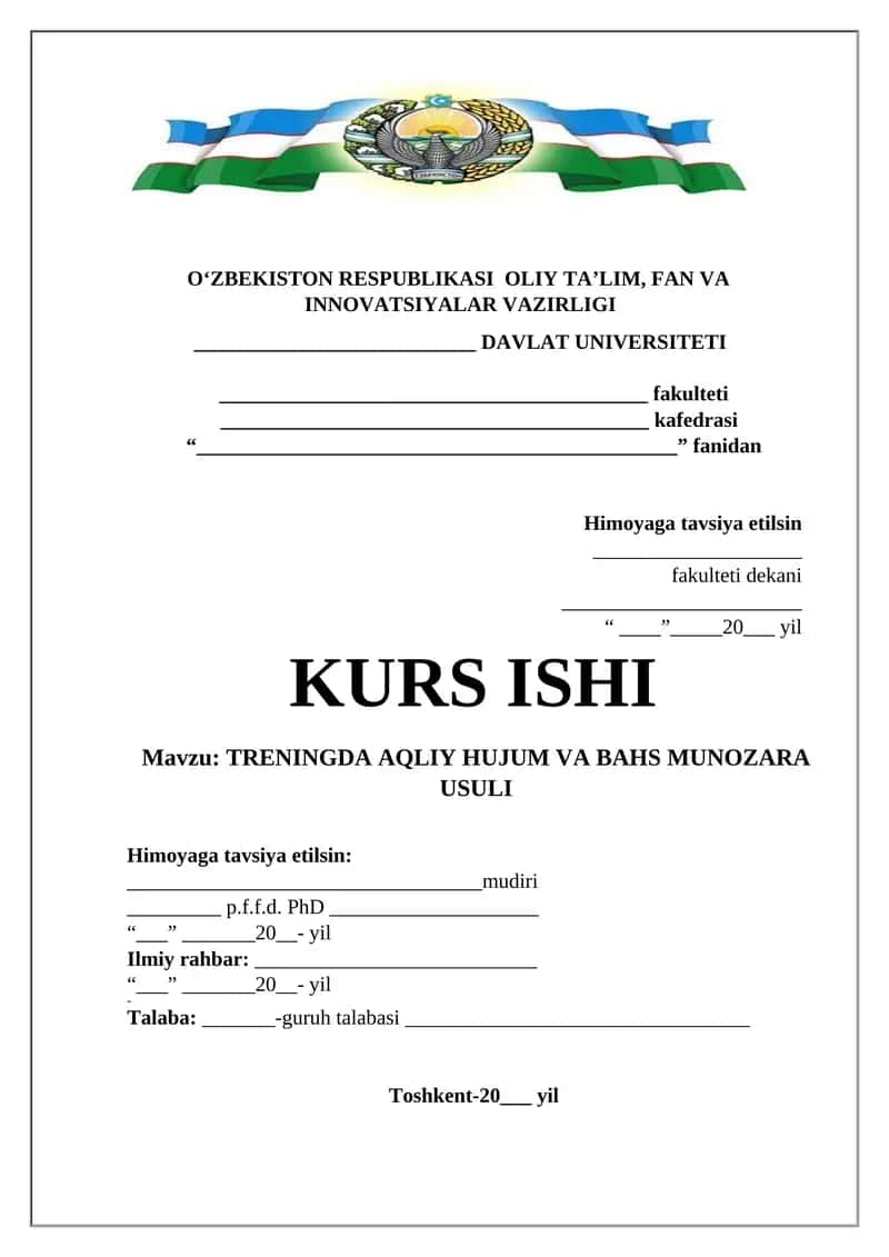 TRENINGDA AQLIY HUJUM VA BAHS MUNOZARA USULI 1