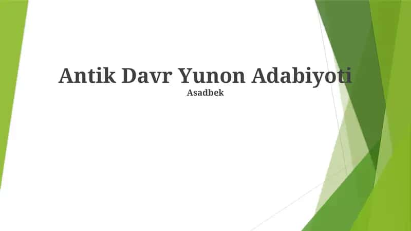Antik Davr Yunon Adabiyoti 1