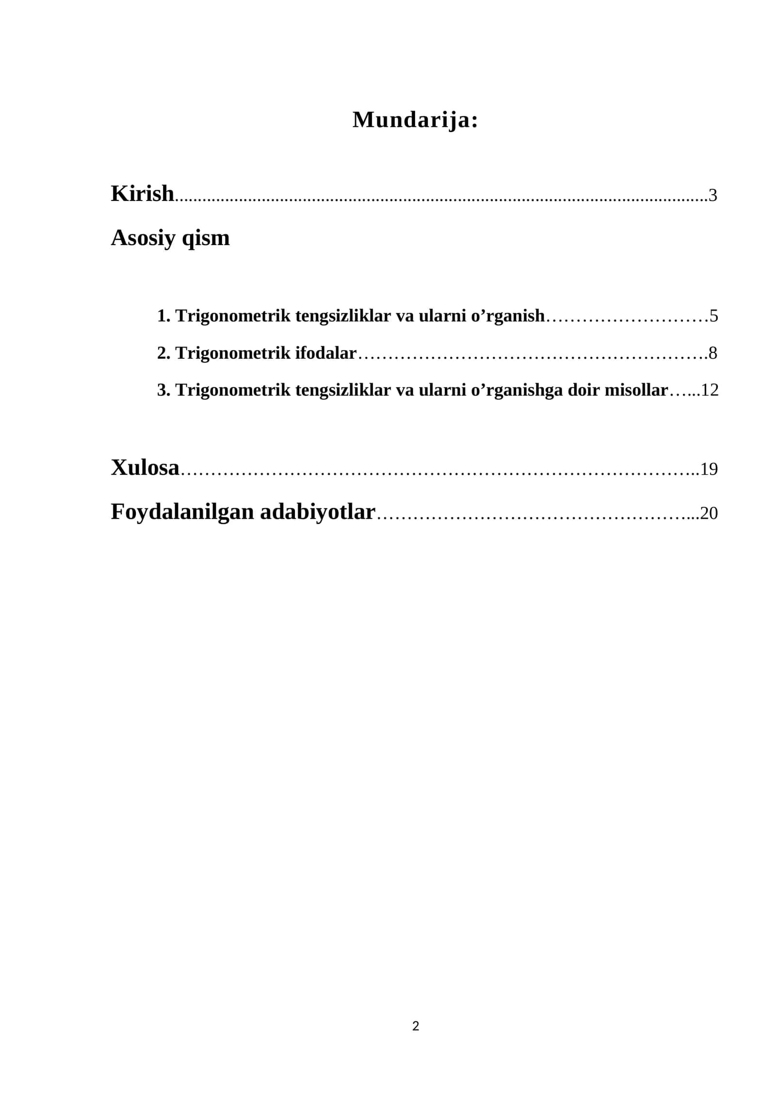 Trigonometrik tengsizliklar va ularni o’rganish 1