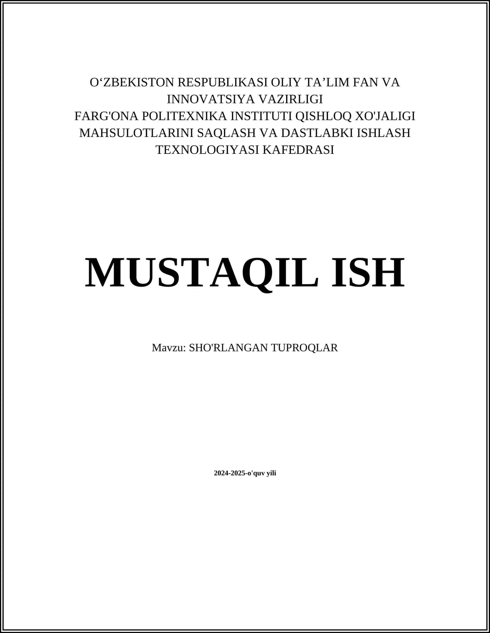 SHO'RLANGAN TUPROQLAR 1