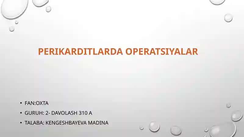 Perikarditlarda operatsiyalar