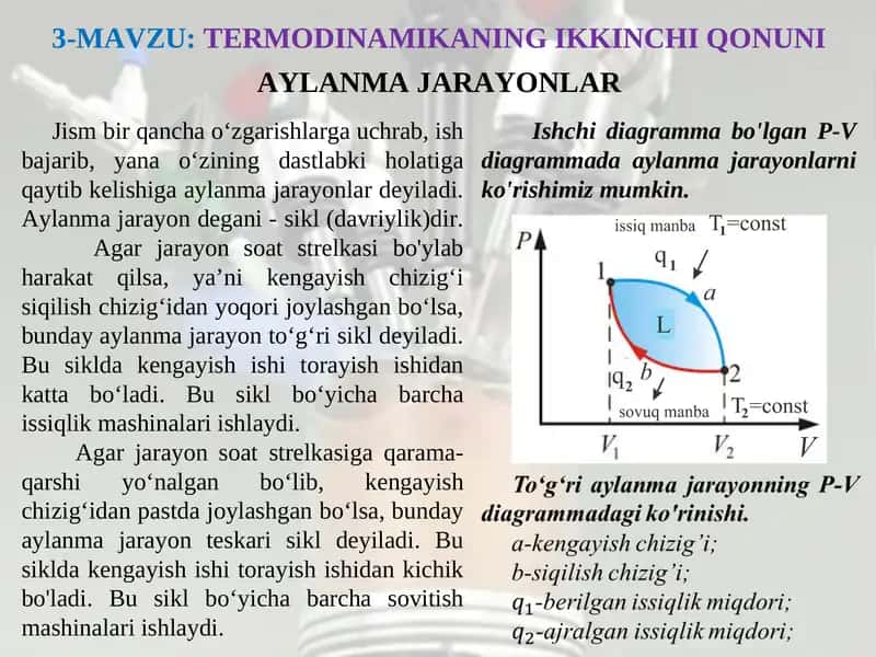 TERMODINAMIKANING IKKINCHI QONUNI 1