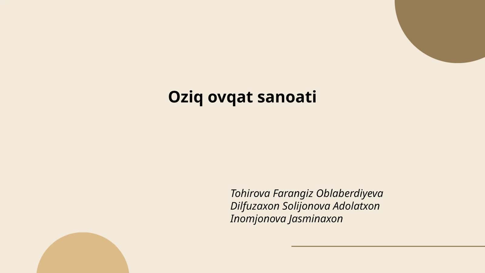 Oziq ovqat sanoati 1