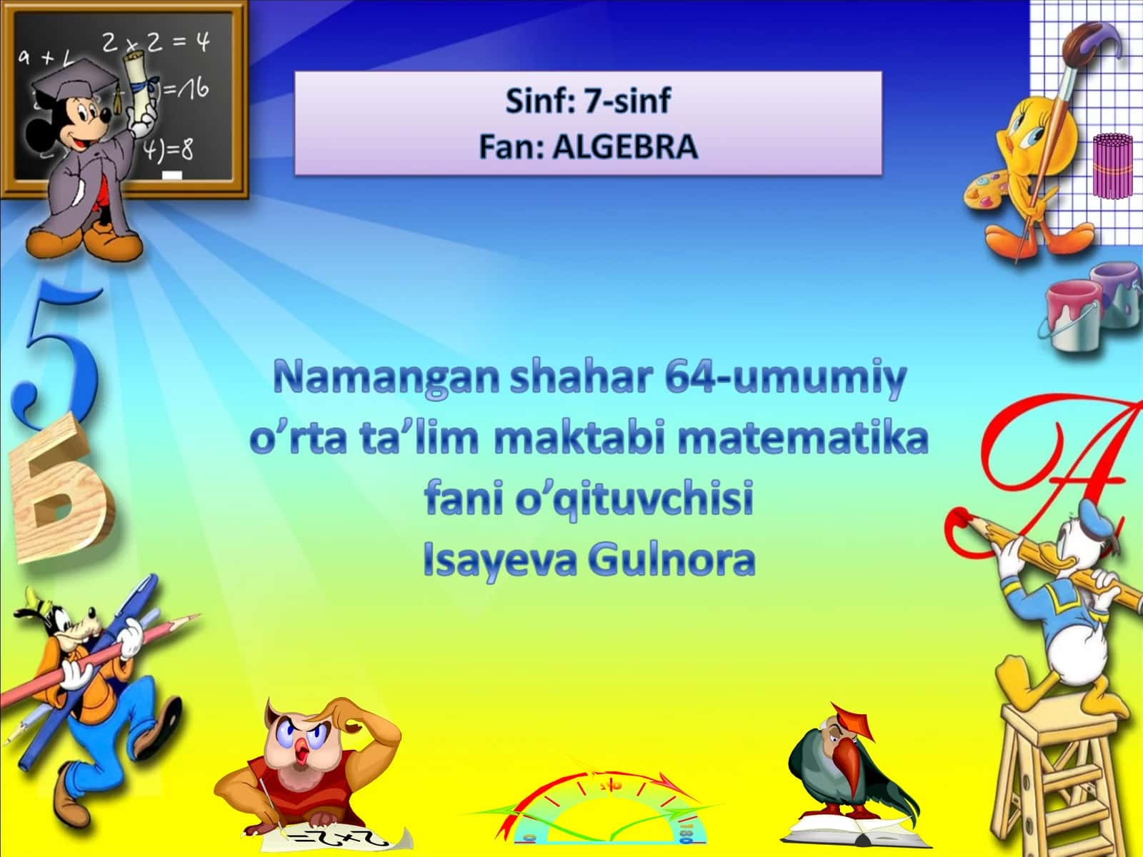 Algebraik kasrga doir ifodalarni ko’paytirishva bo’lish 1