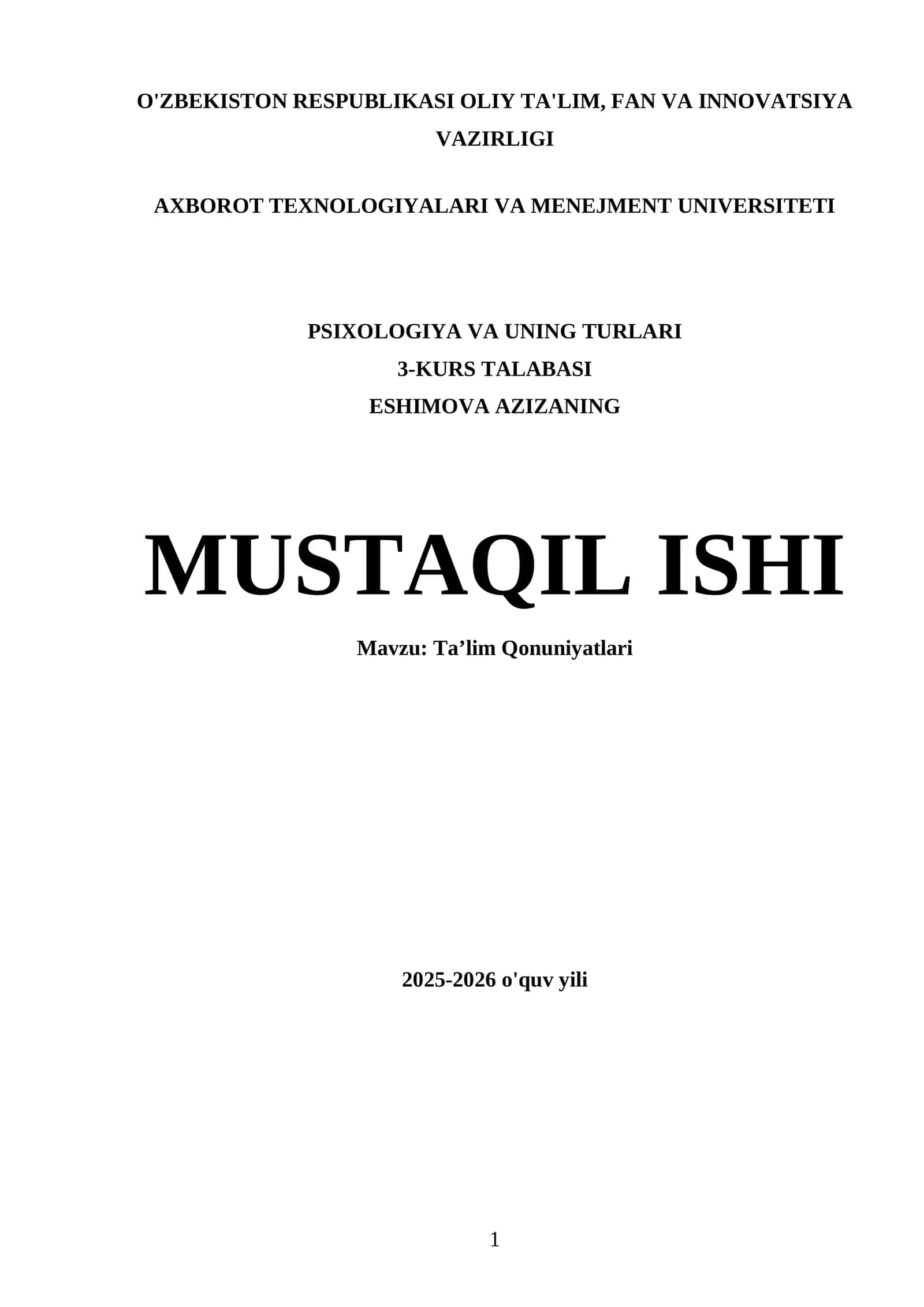 Taʼlim Qonuniyatlari 1