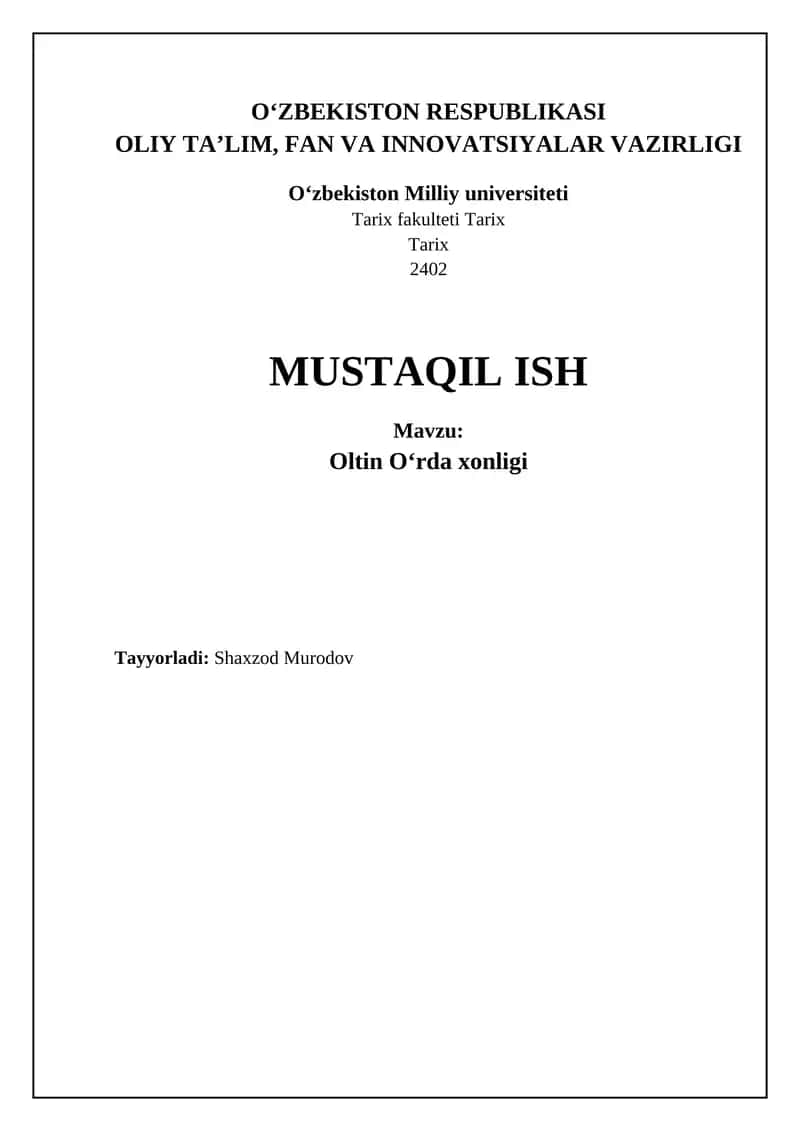 Oltin Oʻrda xonligi 1