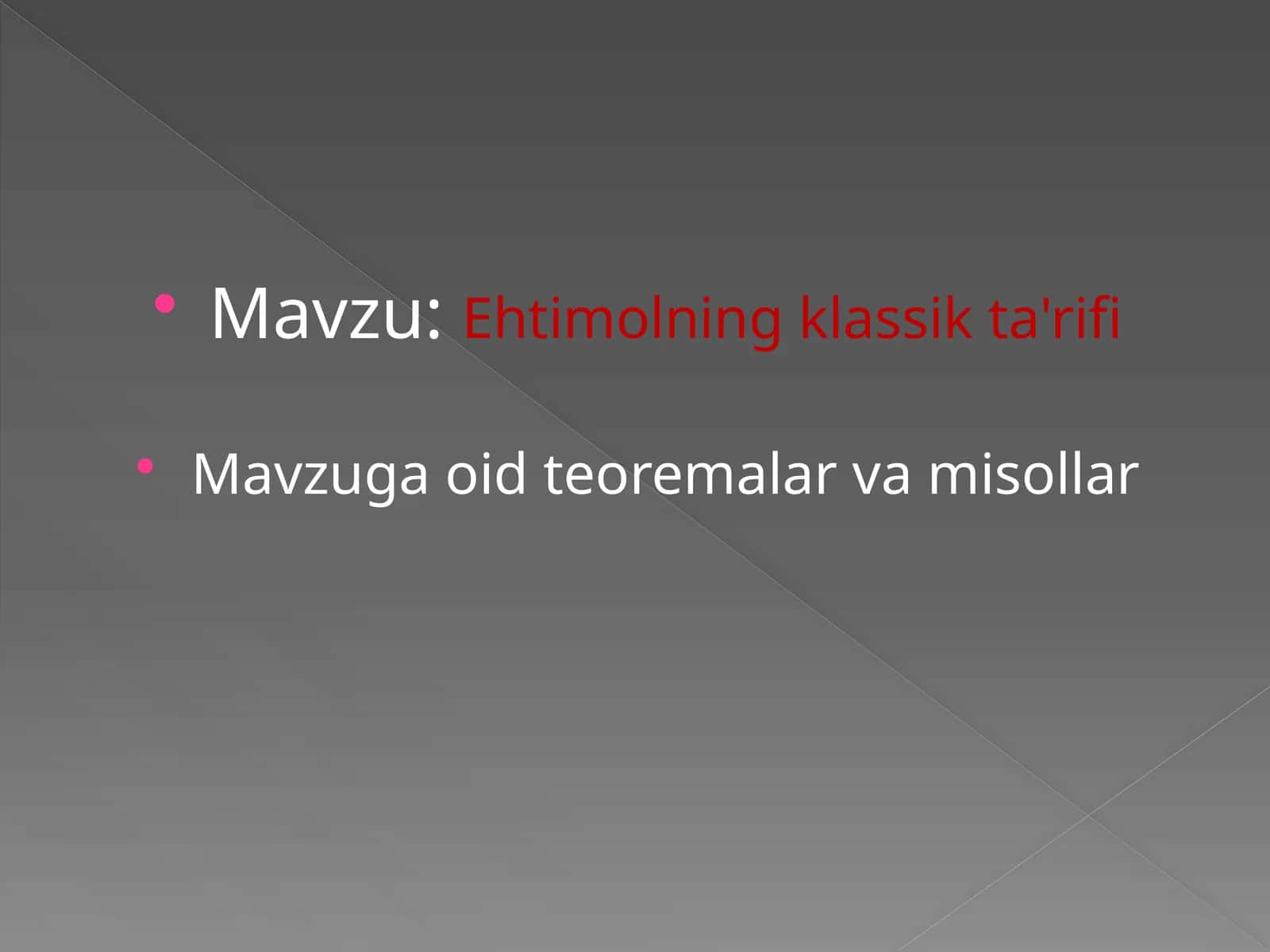 Ehtimolning klassik ta'rifi 1