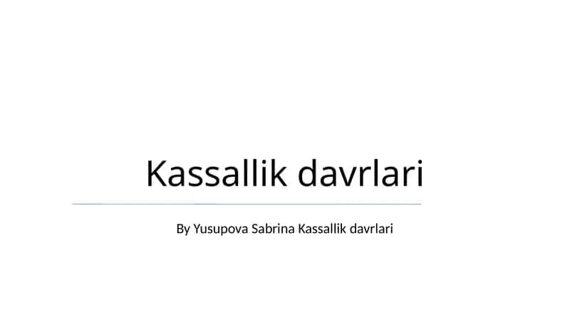 Kassallik davrlari 1