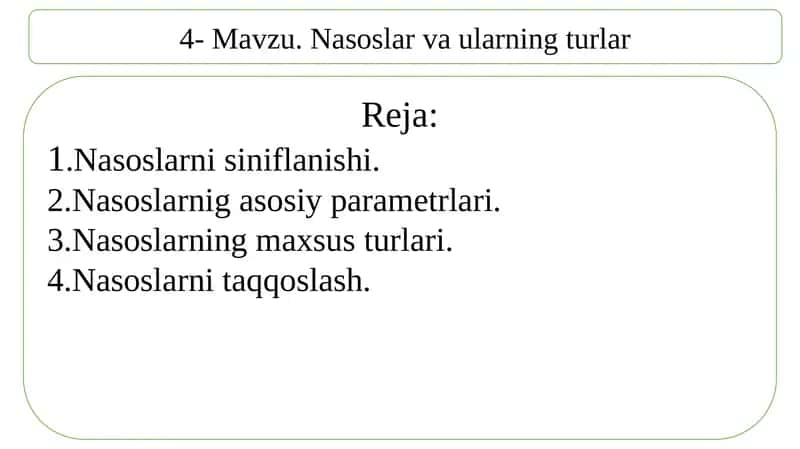 Nasoslar va ularning turlar 1