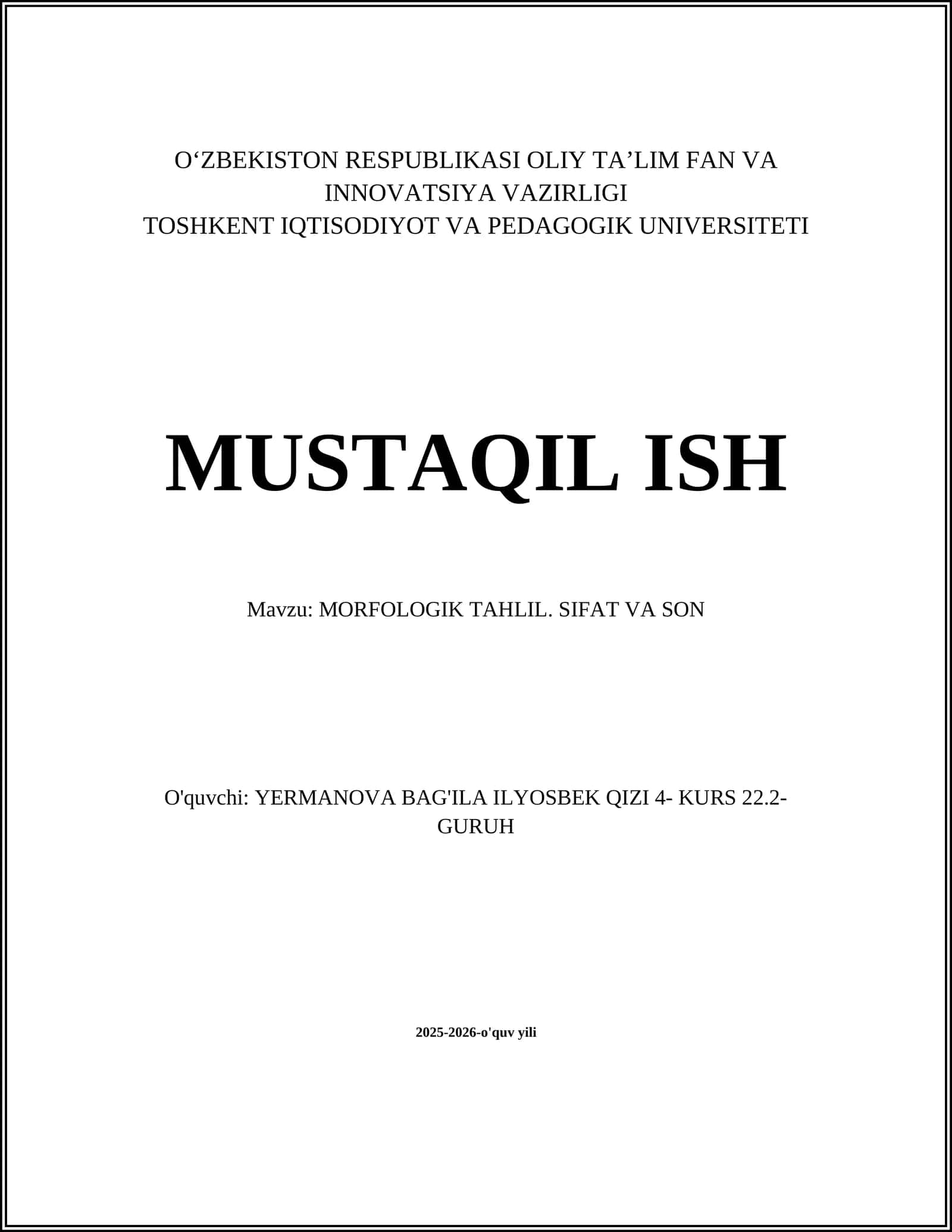 MORFOLOGIK TAHLIL 1