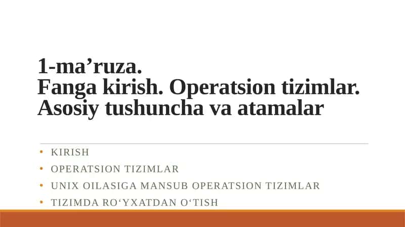 Unix operatsion tizimlari 1